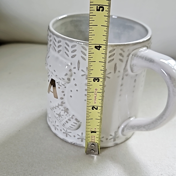 ANTHROPOLOGIE Monogram Christmas Stocking Mug White With Gold "A" 12 Oz NWOT - Picture 7 of 7